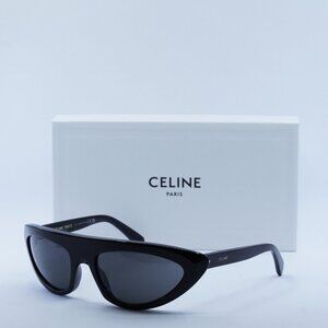 Celine CL40261I 01A Sunglasses Black Cat Eye Frame, Smoke Lenses